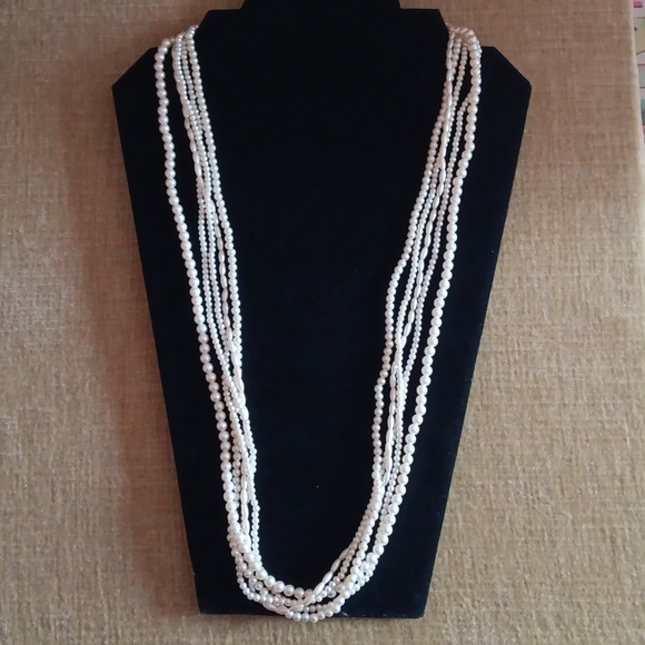 Faux Pearl Multi Strand Long Necklace - Picture 1 of 8